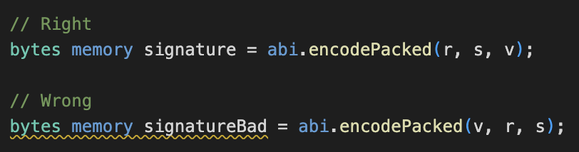 Spent 2 hours today trying to figure out why the f*** none of my signatures were working. I was thinking, '1. Cryptography is broken, 2. EIPs are a sham, 3. I am the biggest idiot on earth' Turns out I was encoding my v,r,s values in the wrong order. So #3 wasn't far off.