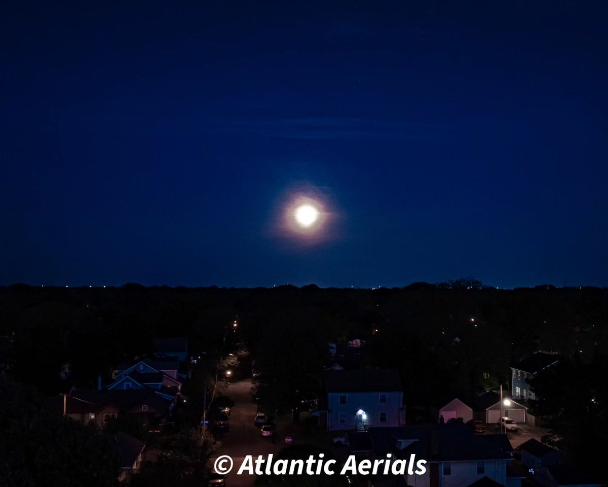 Just Send It!!!!!! The pink moon from a couple nights ago. I was a little late catching it rise From the Mavic 3 Classic at night. @visitvirginia #onlyinvirginia #seenfromadrone #fromwhereidrone #drone #drones #dronephotography @djiglobal