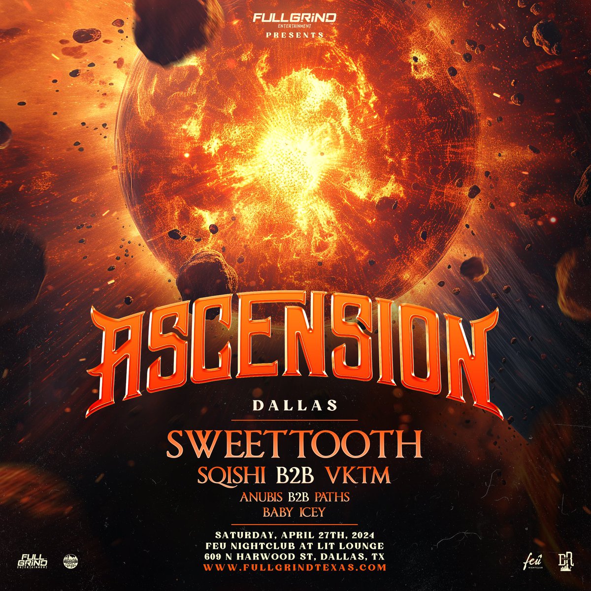 HERE WE GOOOO!! 🚨🚨🚨 THE FIRST ASCENSION EVER IS TONIGHT IN DALLAS WITH NON OTHER THAN #SWEETTOOTH + #SQISHI + #VKTM + #PATHS + #ANUBIS + #BABYICEY + #PHAMOX 🔥🔥🔥 Real riddim sh*t happening tonight 😈