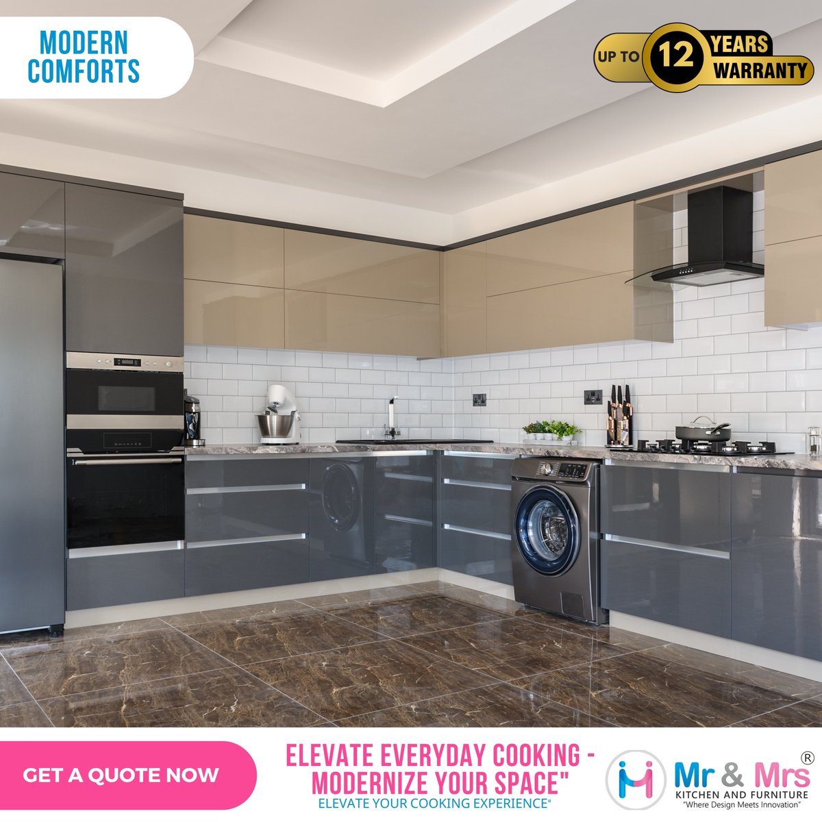 Elevate Everyday Cooking - Modernize Your Space'

#PuneInteriors #Interiordesignideas #modernkitchendecor #mrandmrskitchenandfurniture #interiordesigners #modernhome #modernkitchen #puneinteriordesign #interiorstyling #HomeHarmony #modularkitchen #interiordecor #mrandmrskitchen