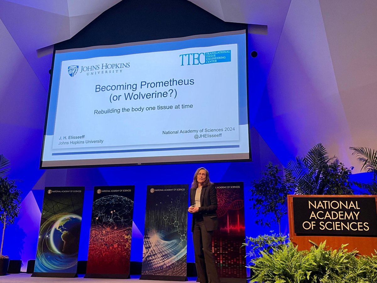 The lab of #NASmember Jennifer Elisseeff made a breakthrough in regenerative medicine when they engineered hydrogels to modulate stem cell function and designed testable tissue engineering systems. Watch her Research Briefing to learn more: ow.ly/oQT350Rq01k #NAS161