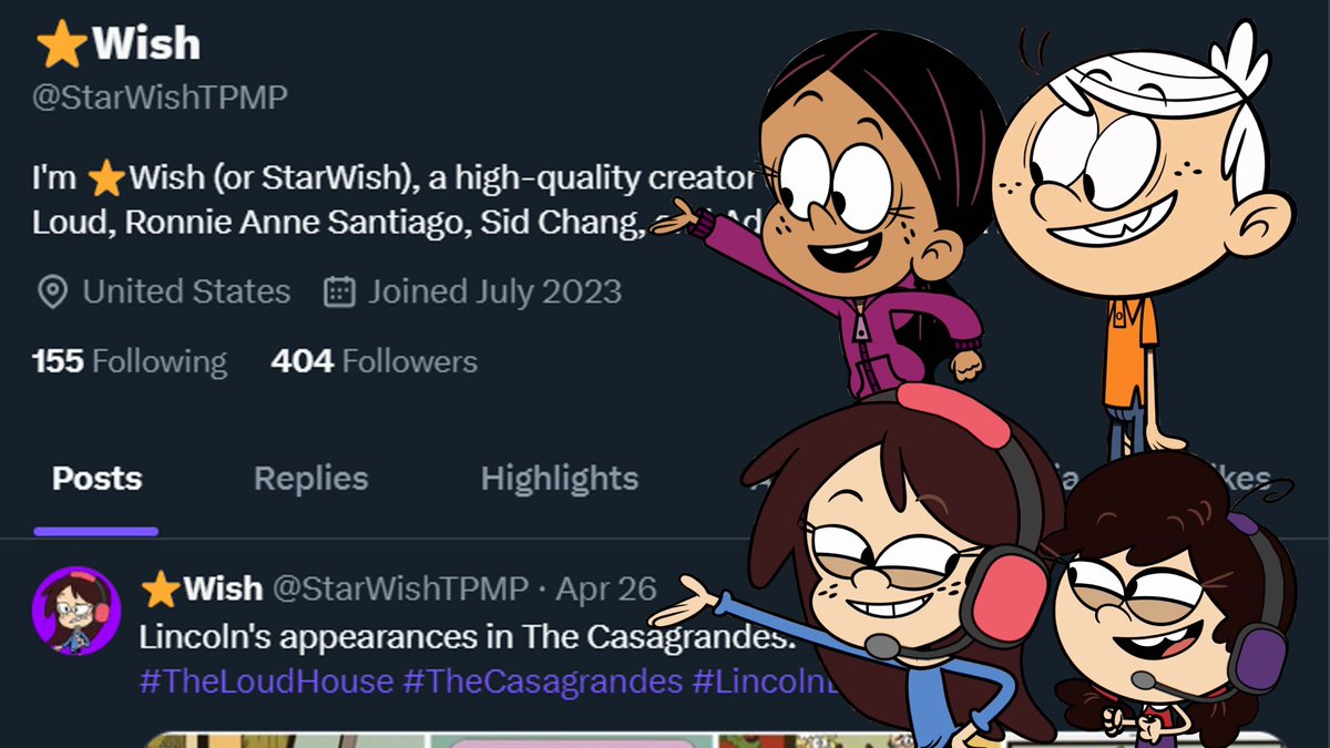 Good news: I have reached 400 (404) followers! Thanks, guys!
Next should be 500 followers.
#TheLoudHouse #TheCasagrandes #LincolnLoud #RonnieAnneSantiago #SidChang #AdelaideChang