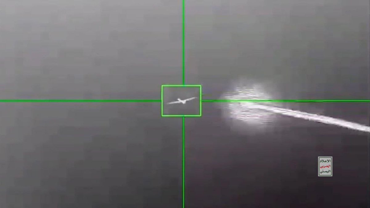 Beautiful. The Houthis publish footage showing that before intercepting an American MQ-9 Reaper drone, they spent some time targeting the target from another drone.