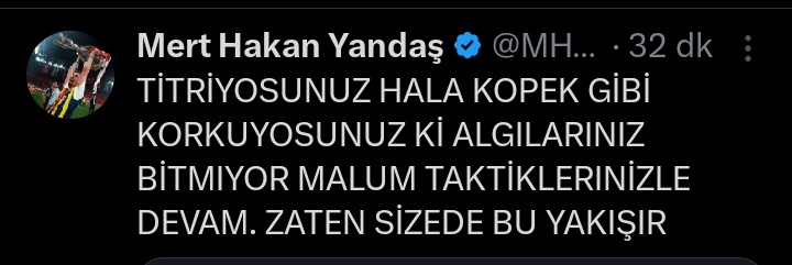 Eğer erkeksen Rams Park'a gelirsin. Bak nasıl bir muamele göreceksin ama sende o yürek yok.Ya ceza alırsın yada sakatlanırsın gelemezsin. Algıcı eyyamcı seni.