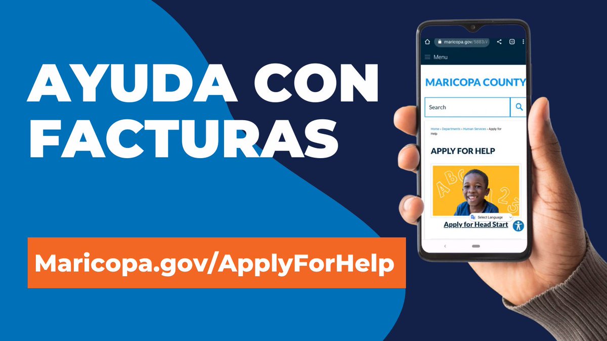 CondadoMaricopa's tweet image. ¿Buscando ayuda con las facturas, pero no estás seguro de dónde empezar?  Visite Maricopa.gov/HSDPortal, ingrese alguna información básica, ¡y sea vinculada con cualquier programa para el que califique, desde Head Start hasta asistencia de servicios públicos y más!