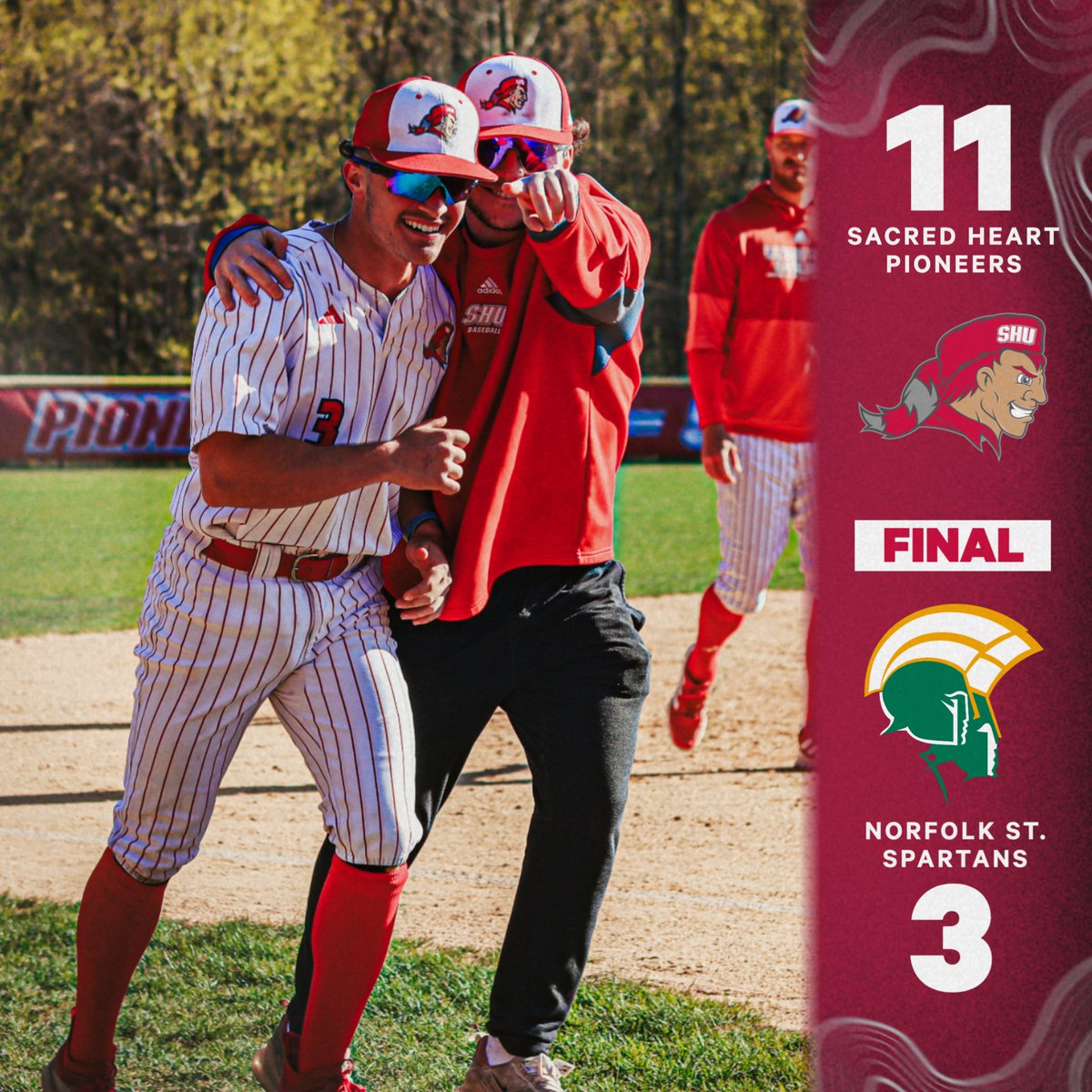 That's another series victory! Four hits apiece for McGuire and Kovalchik, 6.2 solid innings from Trombley.

Recap in a bit. #WeAreSHU