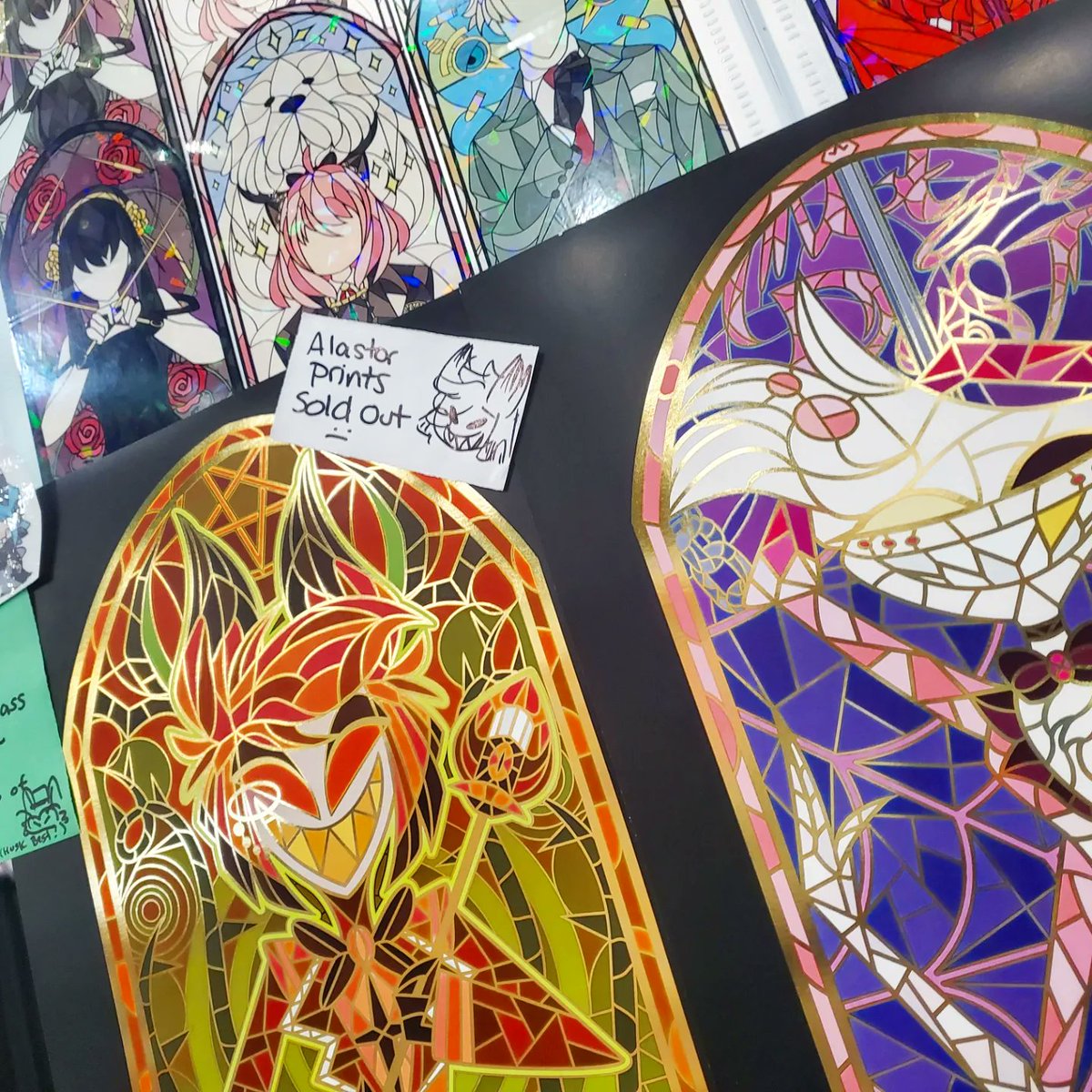 Due to high demand and popularity the #HazbinHotel Stained Glass designs are now available early for online fans! Kinokreations.myshopify.com (new and improved site soft opening) Prints are currently sold out!