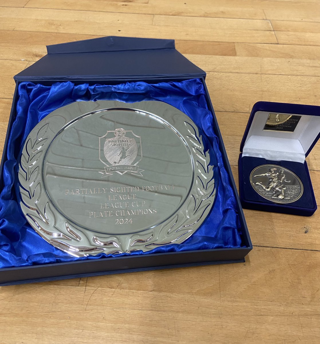 NantwichTownDF's tweet photo. Great end to the season for our Nantwich Town Wolves visually impaired team!

We won the plate trophy final the @PSFLUK league cup today!

(With a little help from a couple of friends at @EITC &amp; @merseyblindvifc on a couple of games where we were short on a player) https://t.co/ZPSINQwTDZ