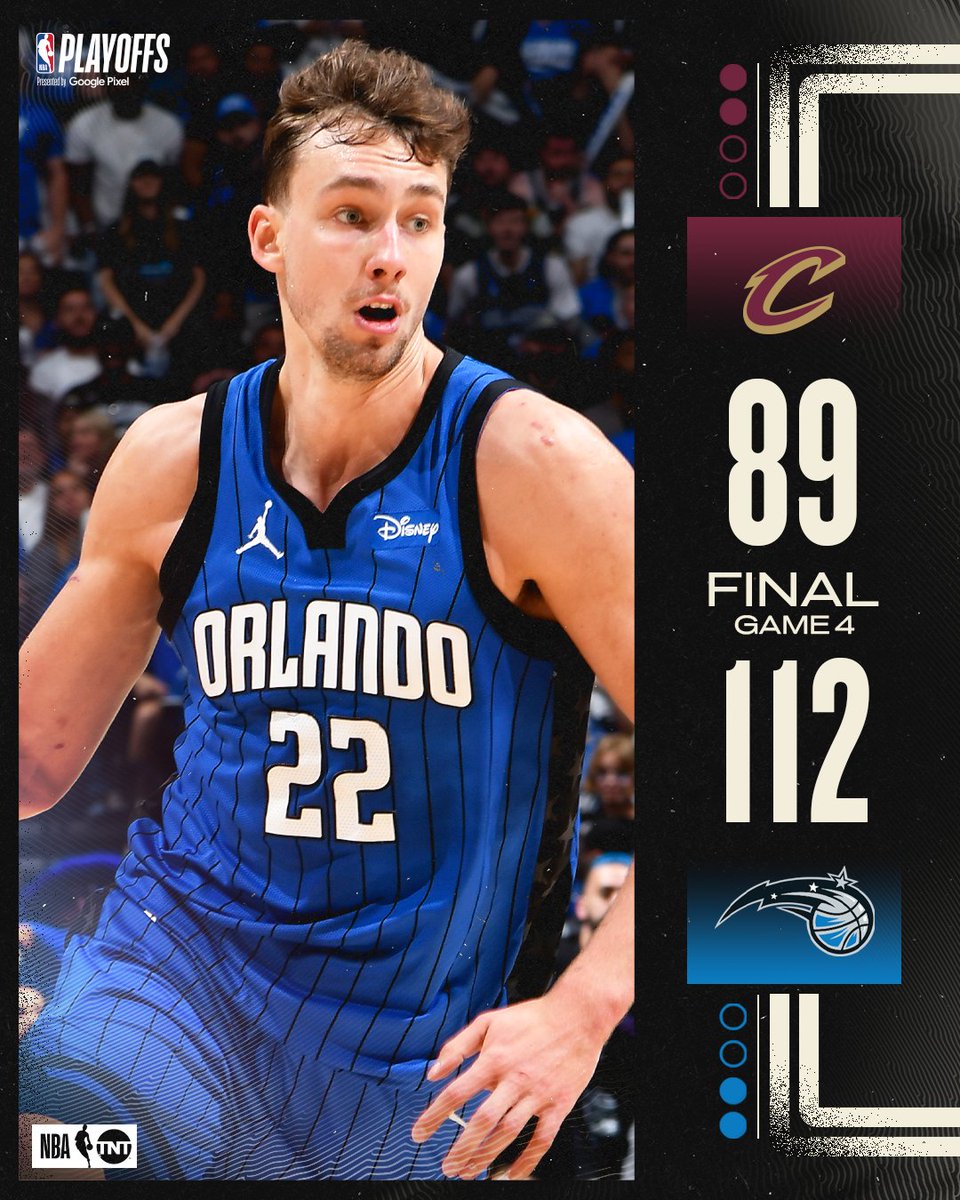 Franz Wagner leads the @OrlandoMagic in another dominant win! 🪄 34 PTS | 13 REB | 4 AST Orlando ties the series 2-2! 🍿