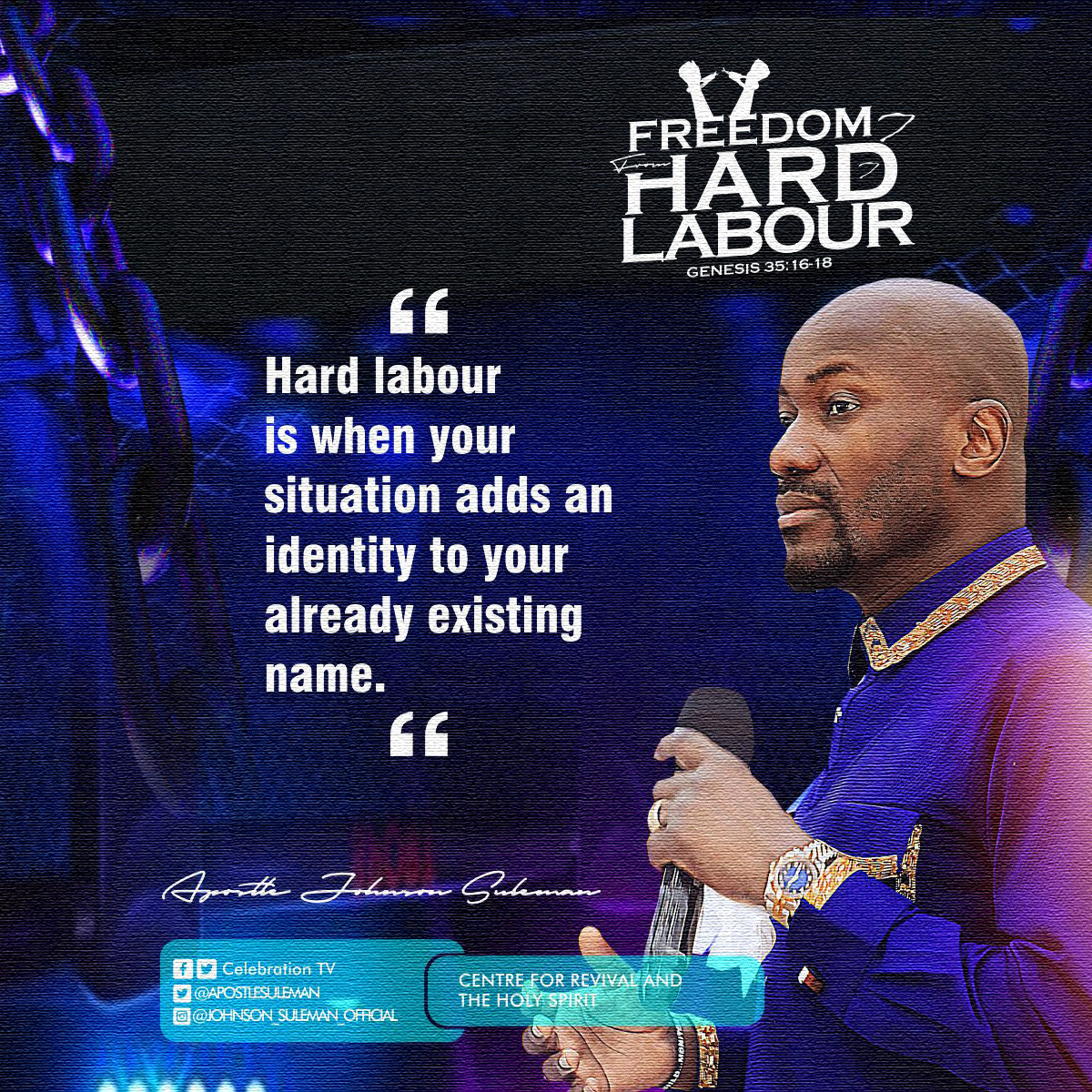 'Hard Labour Is When Your Situation Adds An Identity To Your Already Existing Name.
You Cannot Be Normal And Be Extraordinary. The World Is Tired Of Noise Makers.'

Powerful Nuggets From Sunday Service🏛️ - 21st April, 2024

@APOSTLESULEMAN #OFMHQ #CelebrationTV📡