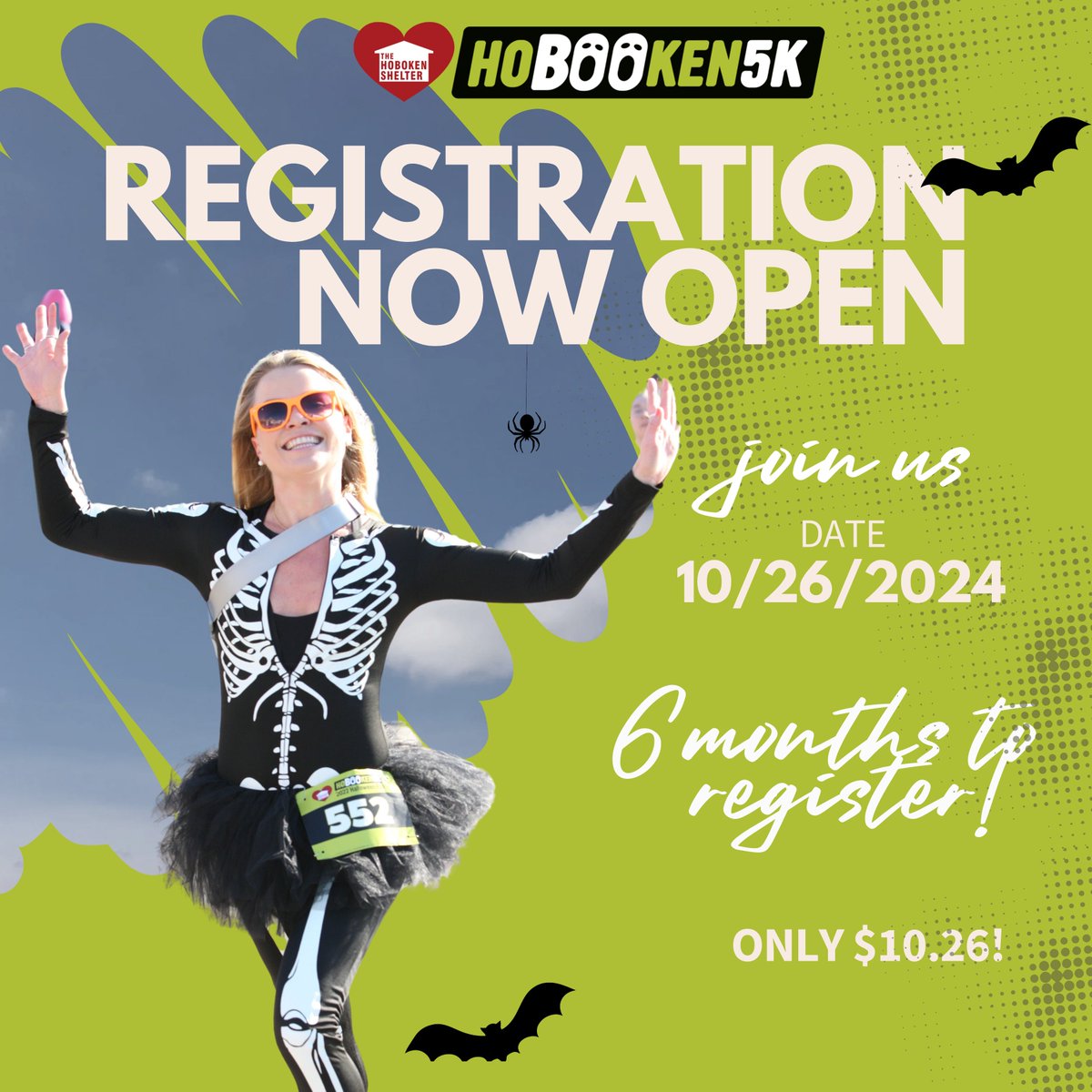 hobokenshelter's tweet photo. Gear up to lace your shoes for the spine-chilling HoBOOken 5K, where every step supports The Hoboken Shelter! Secure your tickets now for only $10.26, but don't dally, this ghostly bargain will vanish soon!👻🎃 https://t.co/aPoZ7oBWf6