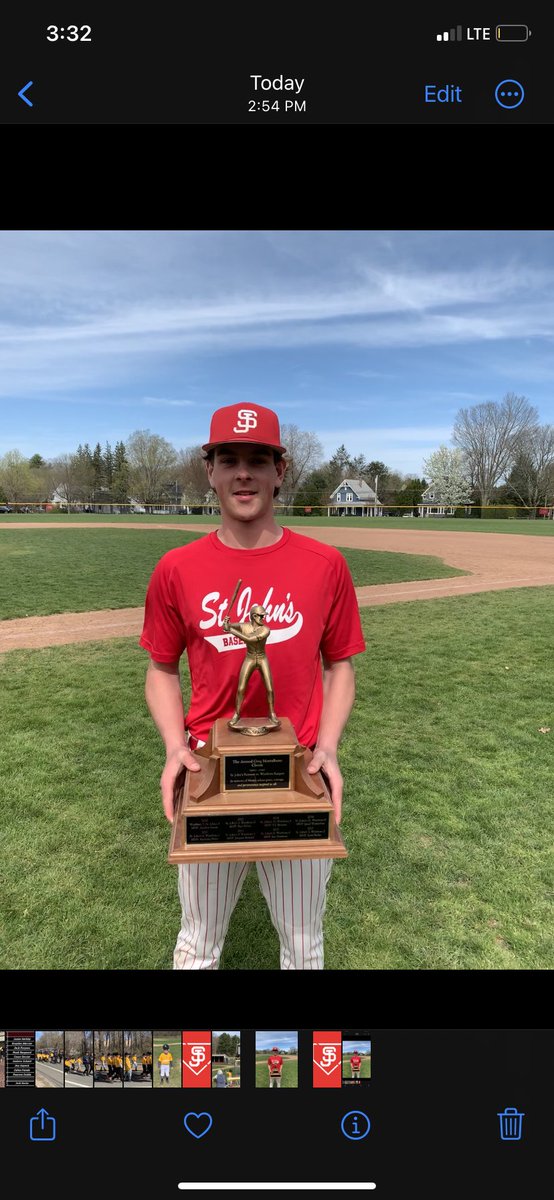 Congratulations to Sr. RHP Jack Roche who wins this year’s Greg Montalbano Classic MVP award. Roche went 5 IP, 1 H, 0 R, and 4 Ks in the Pioneer’s win. @sjhs_pioneersad #OneTeamOneGoal @tgsports