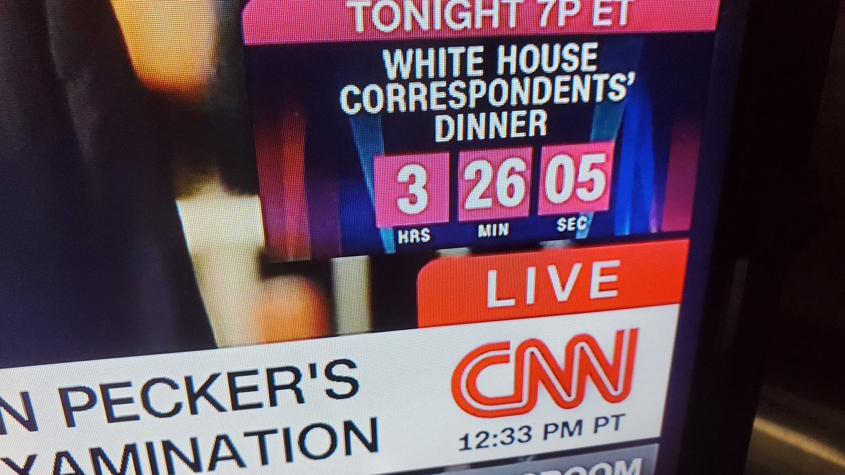 In the CNN morning editorial meeting someone decided a countdown clock was needed...for the correspondents dinner? Interesting 'News' judgment...and it helps explain toilet dwelling ratings.