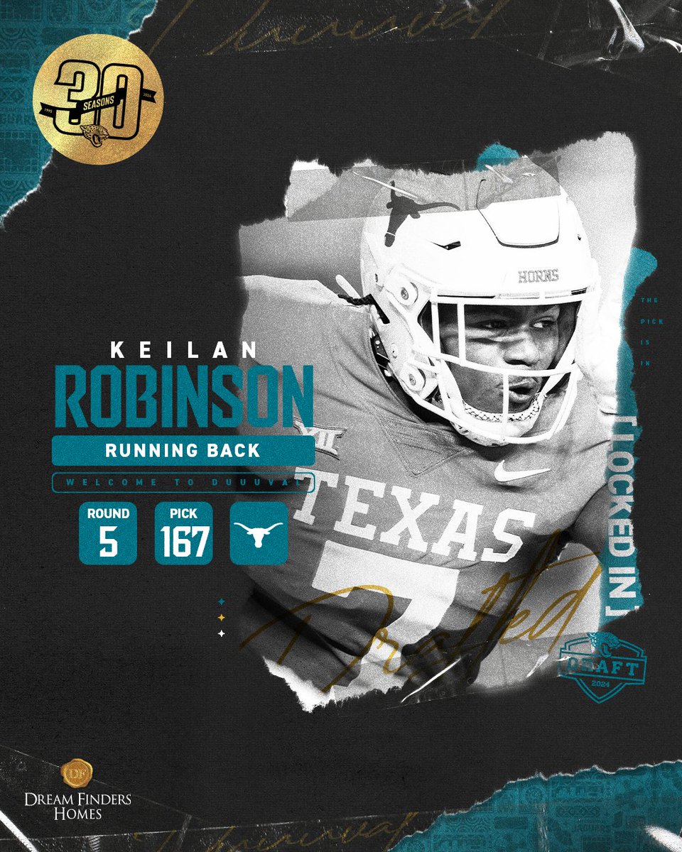 Hooked ‘Em We have selected Texas RB Keilan Robinson with the 167th overall pick! @Dream_Finders | @__keilan