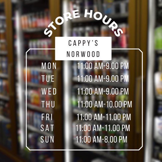 Weekly hours post 🫡 #CappysAF #NorwoodOH #Hours