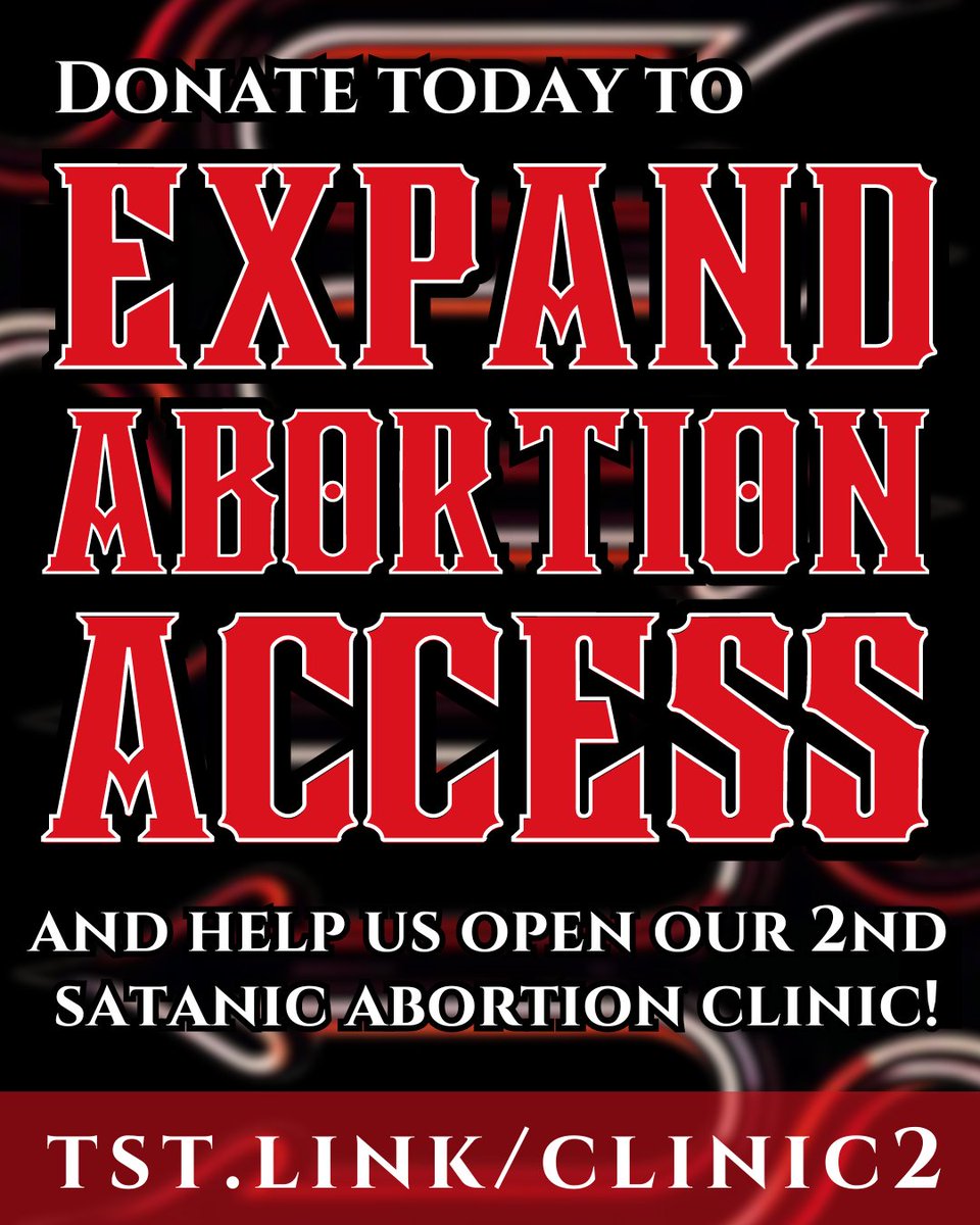 Help us expand our clinic network & offer abortion access to even more patients by contributing to TST Health's 2nd Satanic Abortion Clinic fundraiser today. TST Health is committed to safe, compassionate, & affordable care. Donate today at: tst.link/clinic2