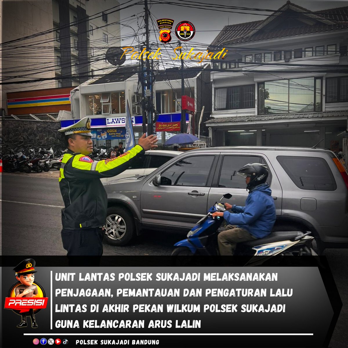 Dalam rangka antisipasi lonjakan arus lalu lintas pada Sabtu akhir pekan, Unit Lantas Polsek Sukajadi gelar pengaturan Lalulintas di titik rawan macet dan lakalantas guna dalam keadaan lancar, tertib dan kondusif.