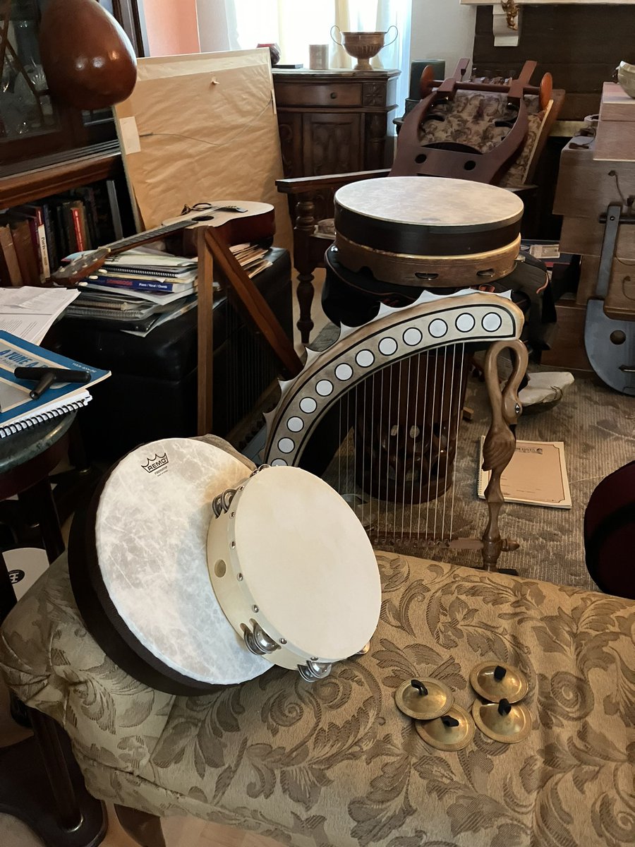 I have no obligations this weekend aside from one or two tutoring sessions & it’s like Christmas. 😁I’ve been up since 8 am just doing music & it’s so wonderful (beloved son is not home). Been playing replica panduras, cymbals, tambourines & recording. 😁 This is my Elysium.