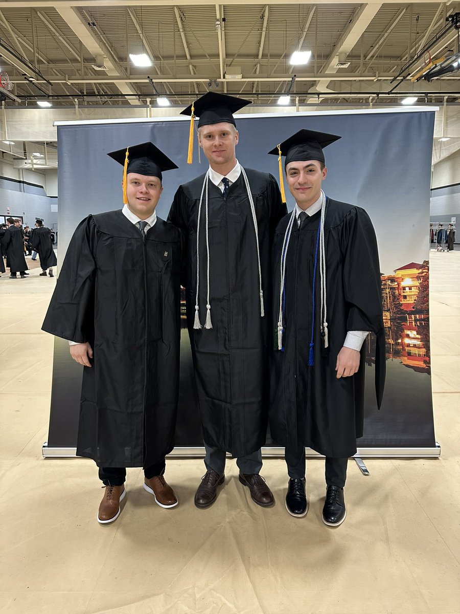 Congrats to our guys who walked at graduation today. Bradley Sanregret, Arvid Caderoth and Kevin Bostwick. #mtuhky #FollowTheHuskies