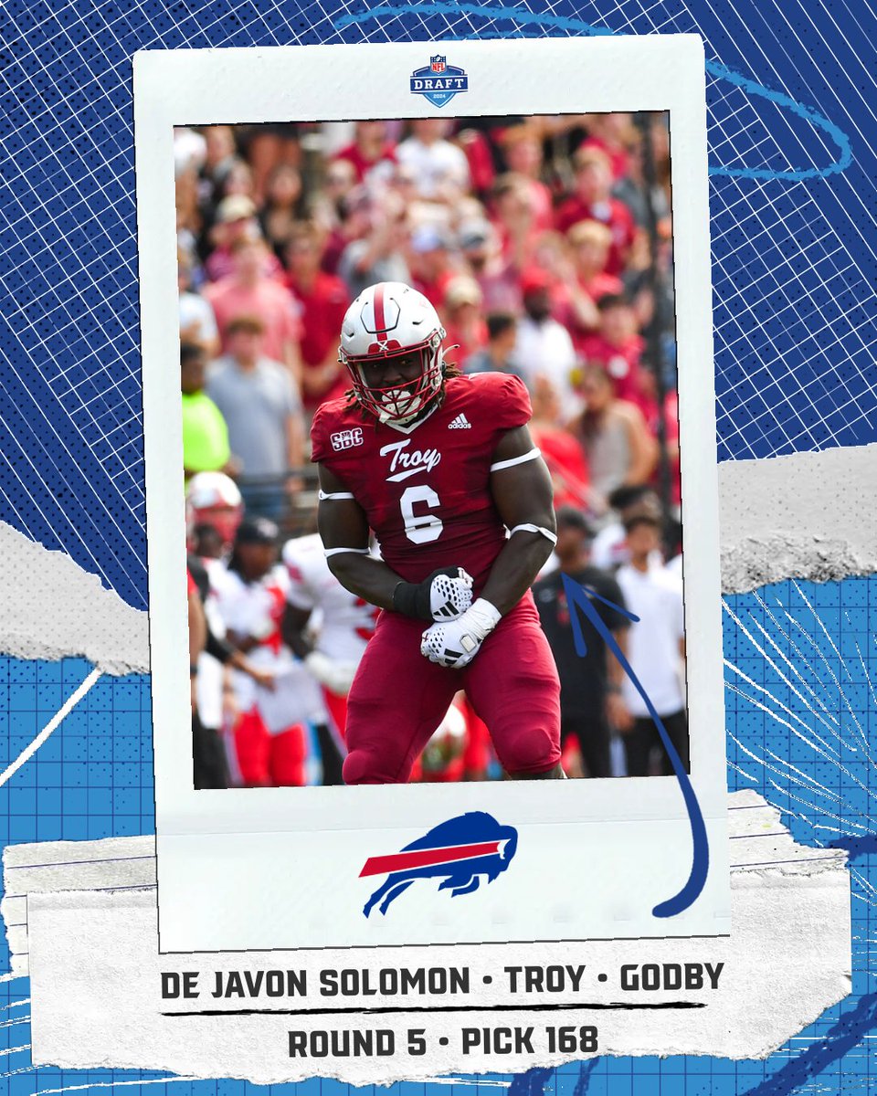 2024 #NFLDraft FLORIDA DRAFT ALERT! ROUND 5 - PICK NO. 168 Buffalo Bills DE Javon Solomon Troy Godby 2024 FLORIDA NFL DRAFT TRACKER: floridahsfootball.com/2024/04/25/202… 📸: Troy University Athletics #flhsfb @__liamrooney @AlisonPosey14 @GodbyAthletics