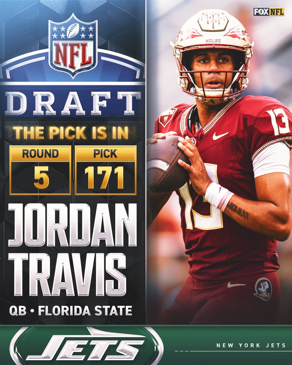 The <a href="/nyjets/">New York Jets</a> draft <a href="/FSUFootball/">FSU Football</a> QB Jordan Travis in the 5th round!!