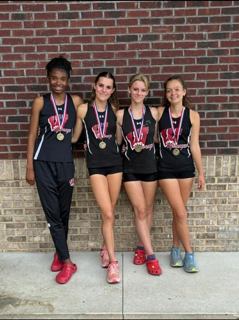 Whitewater Girls 4x800 relay team finished in a close 2nd place in the region. On their way to Sectionals next Sat. #GoCats
