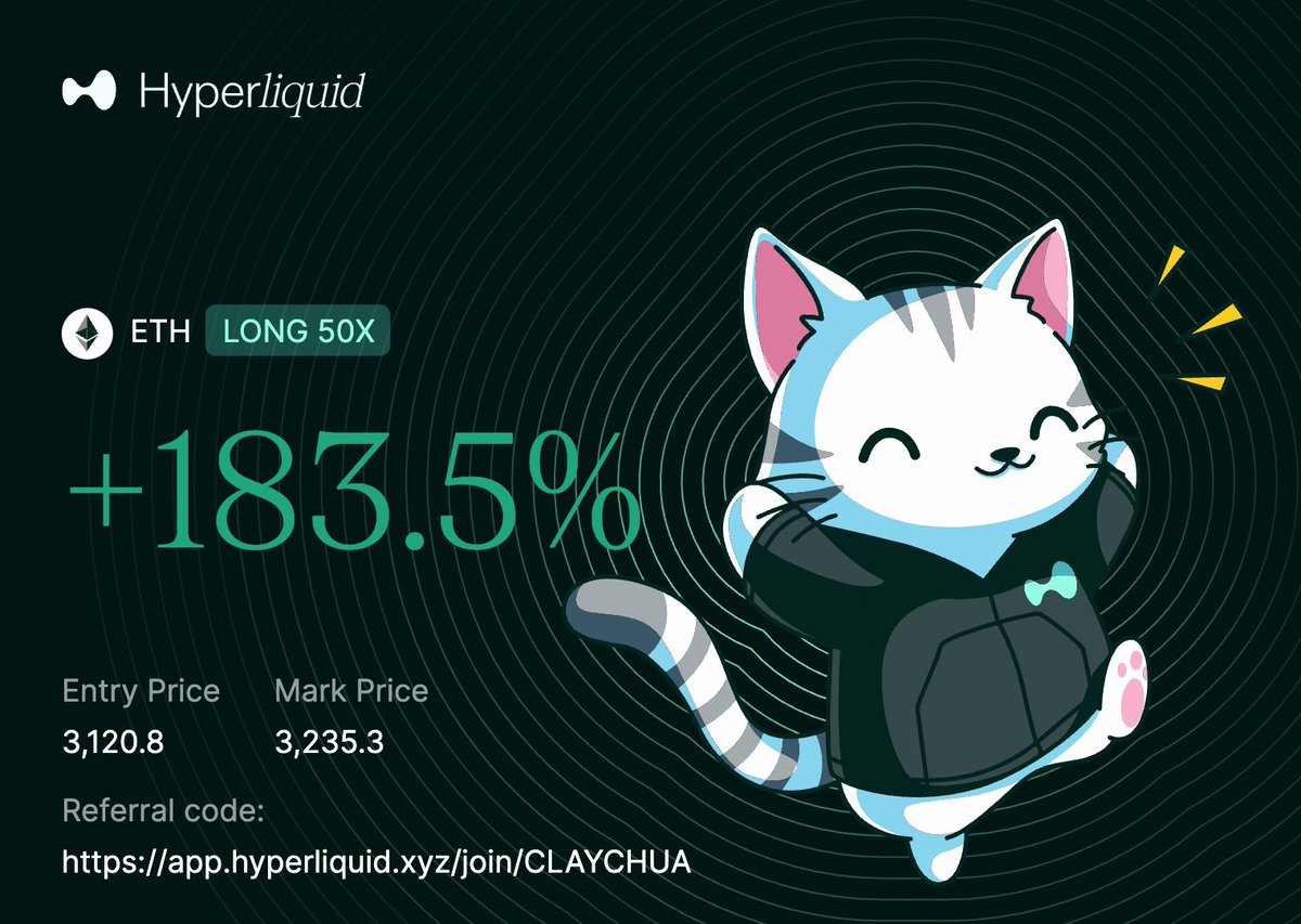 Trade $ETH perps seamlessly on @HyperliquidX using my referral code  https://t.co/rn56Jsb70Q