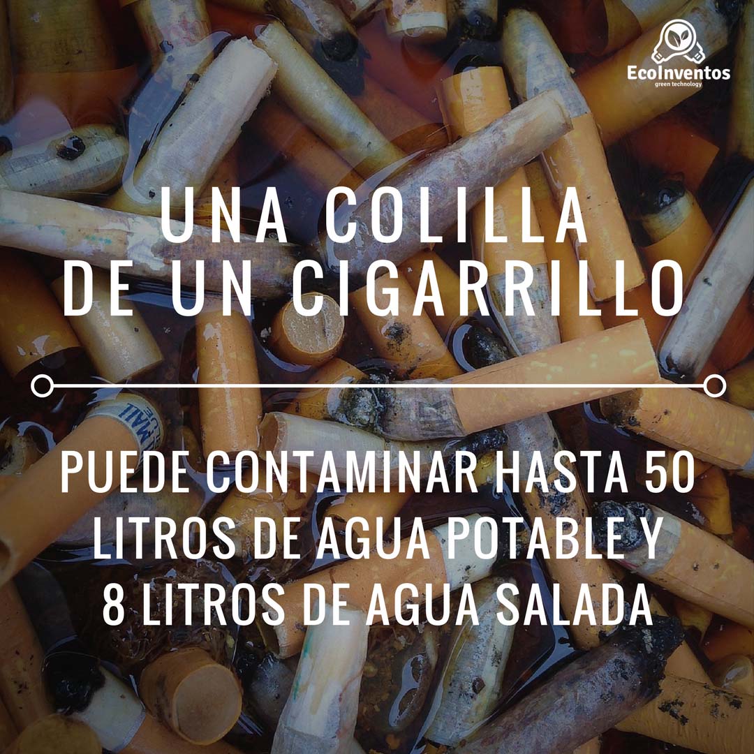 Una sola colilla de un cigarrillo puede llegar a contaminar 50 litros de agua potable y 8 litros de agua salada. Además tarda toda una década en degradarse en el mar.