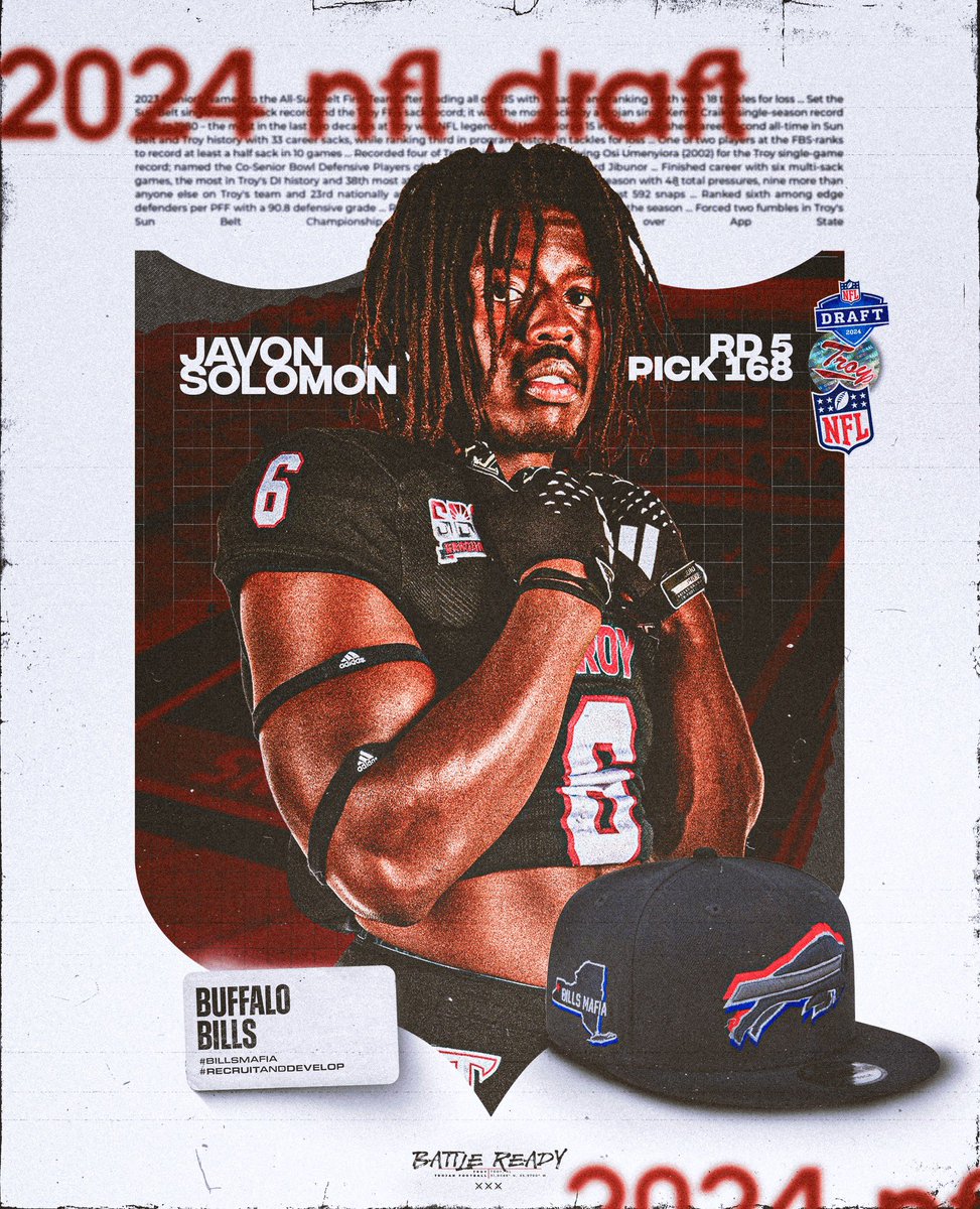 The pick is in … @solomon_40 is headed to the @BuffaloBills‼️ #BattleReady | #OneTROY ⚔️🏈