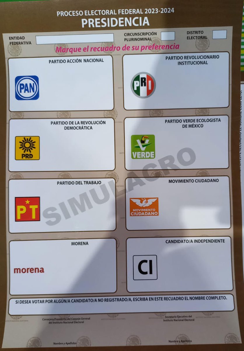 La boleta electoral es muy clara. “Si desea VOTAR por algún candidato NO registrado, escriba su nombre.” Si dicen que “no vale”, ¿entonces para que el @INEMexico coloca esa opción?