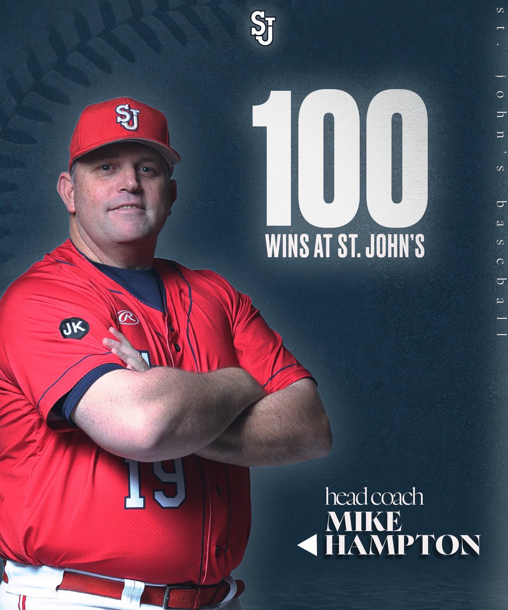 With today’s victory, Head Coach Mike Hampton earned his 100th career win at St. John’s! 😤🔴🌩️