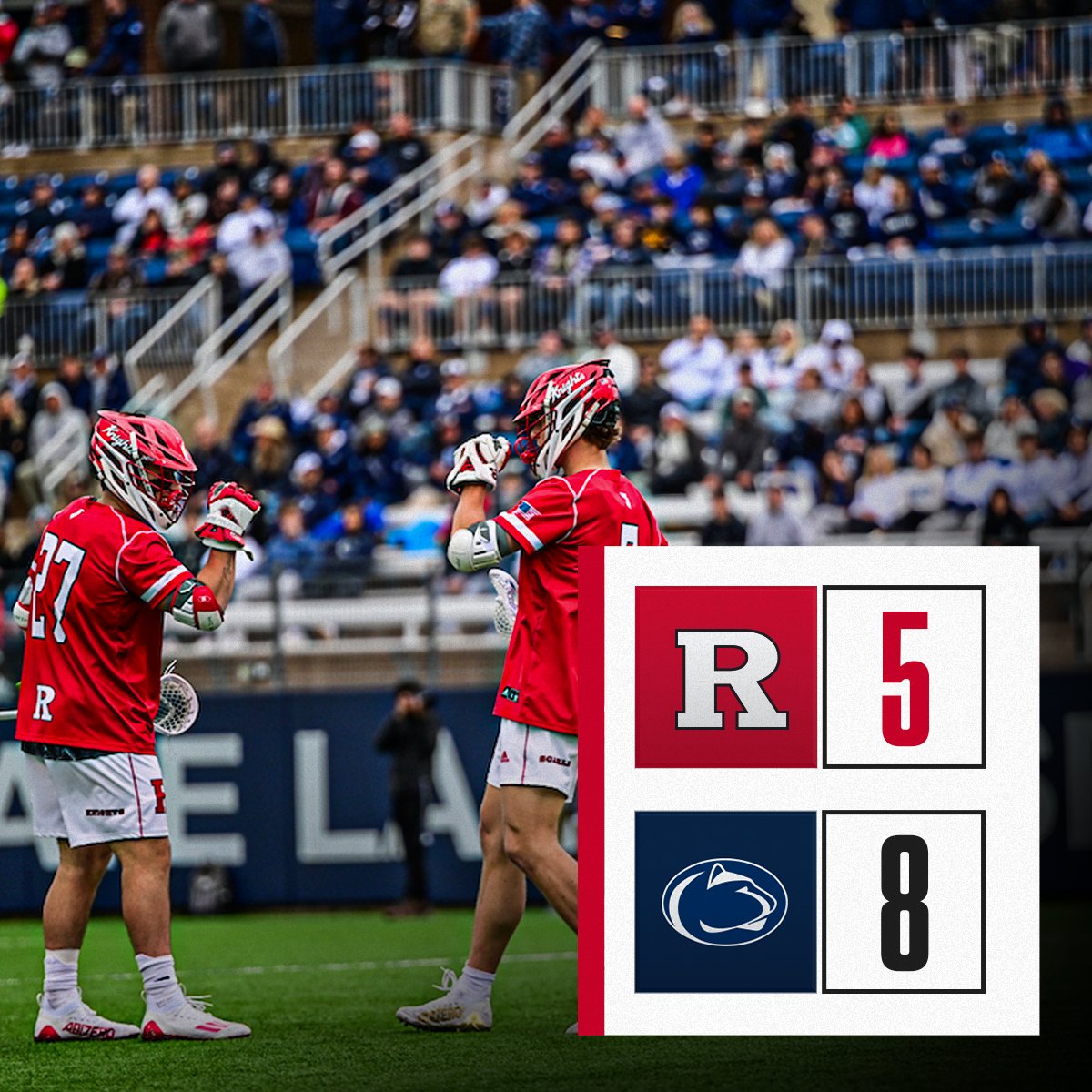 HALFTIME: Penn State leads #RUMLax 8-5 in the Big Ten Tournament Quarterfinals Goals from Kurdyla (2), Sidorski, Peters and Kulas Cardin Stoller with 8 saves