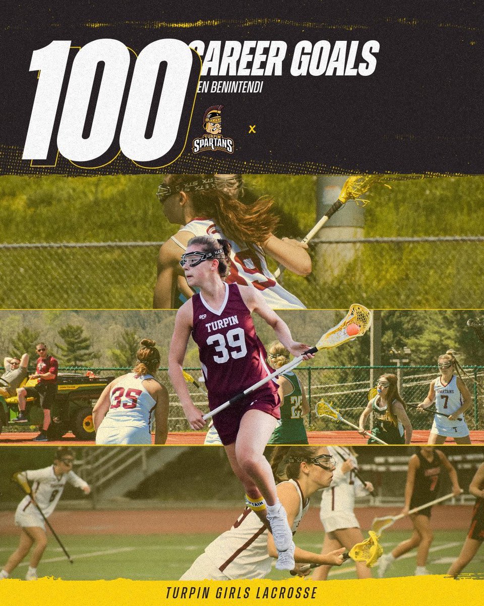 COUNT ‘EM UP‼️ 
Ellen Benintendi reached 100 CAREER GOALS in our game today against DeSales. Make sure to congratulate her for this great achievement!

#Spartans | @TurpinSpartans