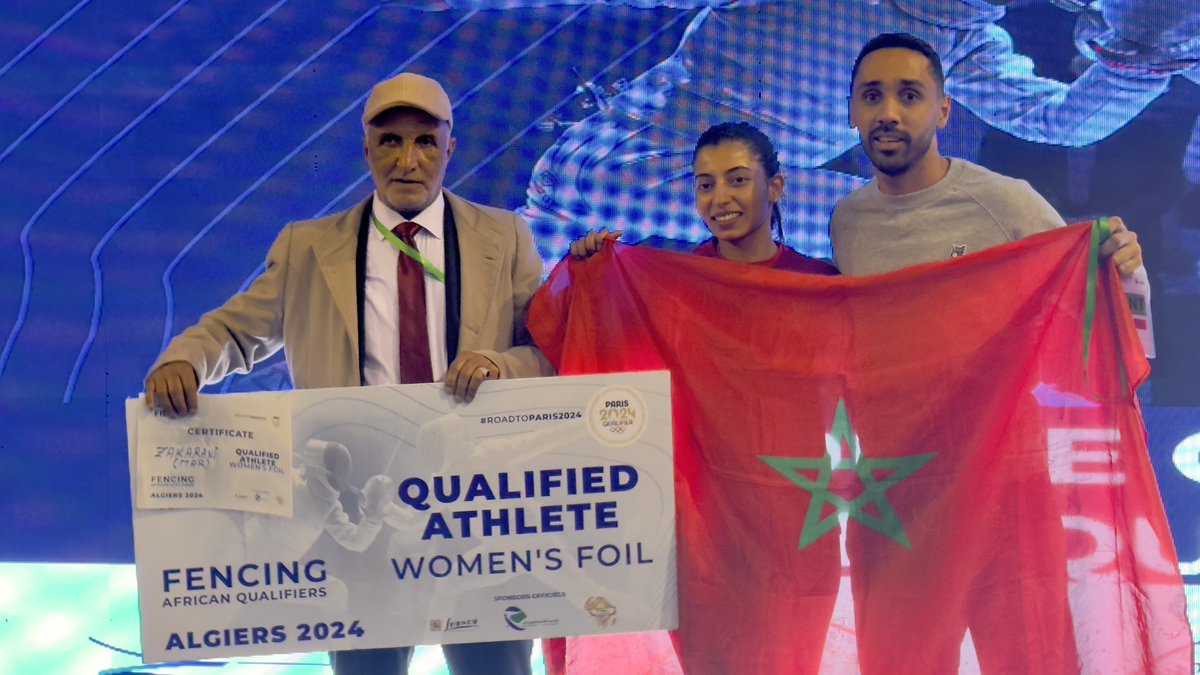 🎉 Congratulations to Youssra Zakarani 🇲🇦 securing her ticket to @paris2024 with a victory against Safietou Inna Namiya Coly 🇸🇳, 15-7, in Women’s Individual Foil at the African qualifiers in Alger, Algeria.

#fencing #RoadToParis #Paris2024 #OlympicGames