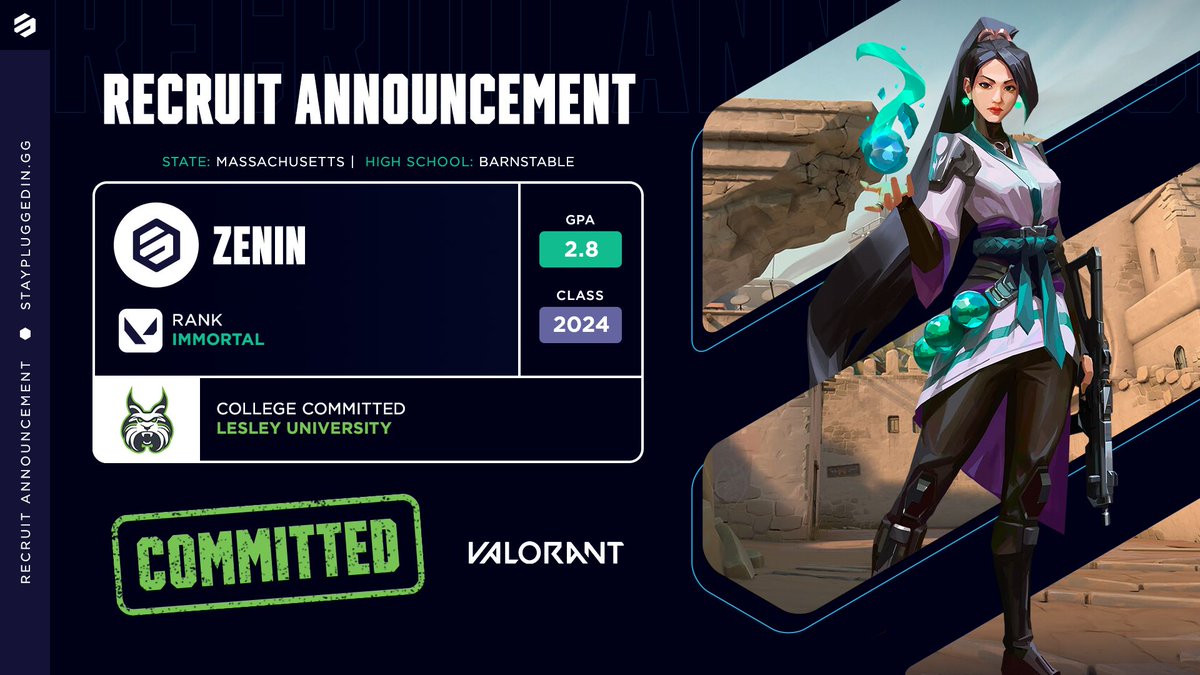 ☑️ Get Zenin ☑️ Keep Winin' @ZeninValo has officially committed to Lesley University (@Lesley_Esports) to compete in VALORANT. Congratulations and good luck! | #SPIN Commit