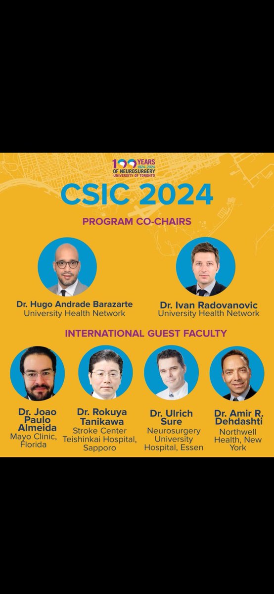 Honored to return to @UofTNeuroSurge one more time and be part of this great event! 100 years of Neurosurgery in @UofT and fantastic line up of courses and talks in May 2024! Join us in this great celebration of a great institution! Thanks for the invitation Hugo and Ivan!…