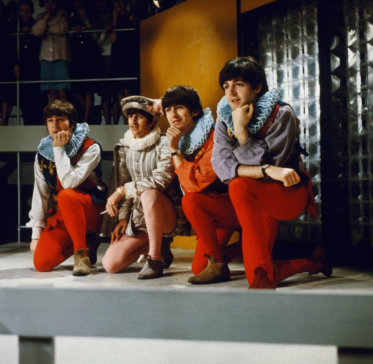 27 April 1964 – The Beatles undertake a full dress-rehearsal in front of a live audience at Wembley Studios in London, ahead of tomorrow’s ‘Around The Beatles’ TV special taping. Elsewhere, the single ‘Love Me Do/PS I Love You’ is issued in the USA by Vee-Jay Records. #TheBeatles