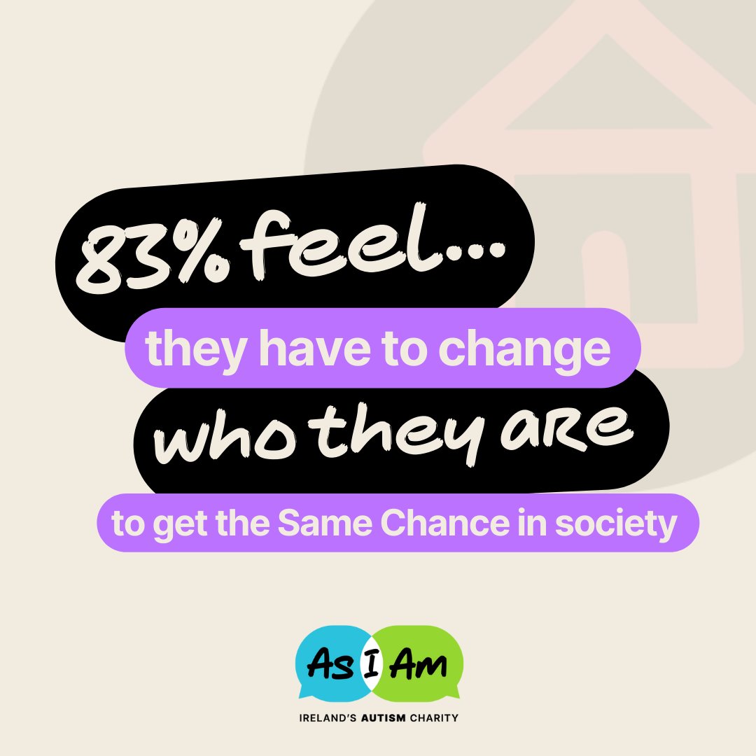 Day 27 of World Autism Month. Our Same Chance Report found 83% of people said they felt that they had to change who they are to receive the #SameChance to participate in Irish society.