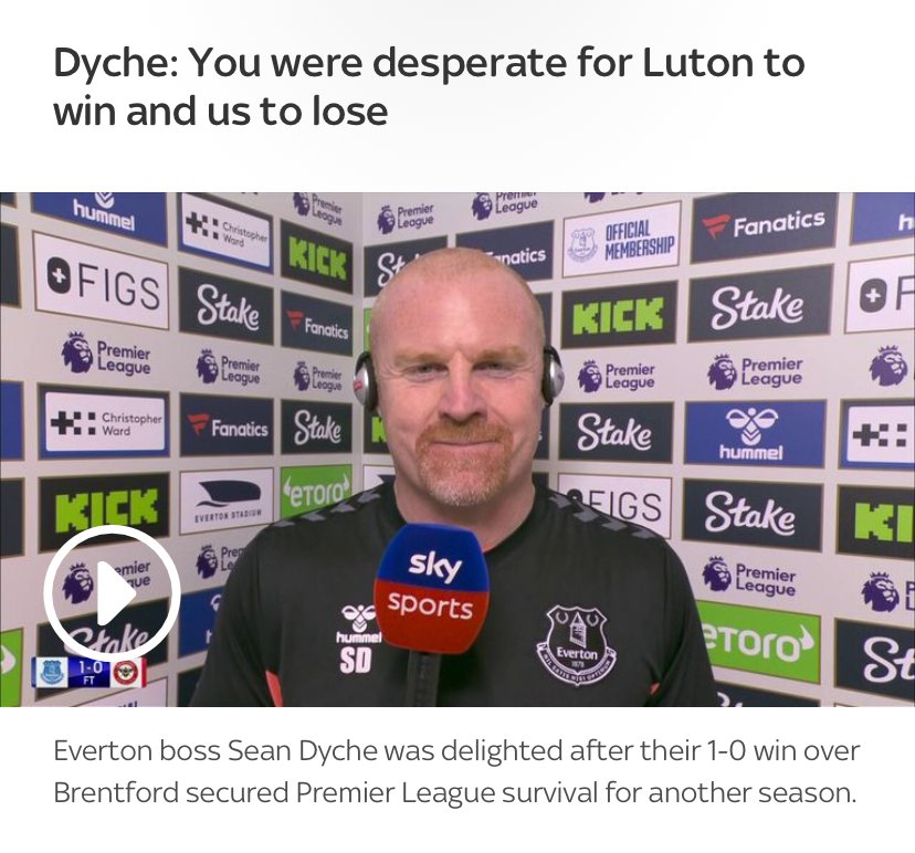 Five consecutive games on Sky Sports. Desperate for us to be part of the relegation party. Dyche knows the script and he ripped it up 👍🏻🔵⚪️ #UHTPodcast #EFC #COYB #Everton