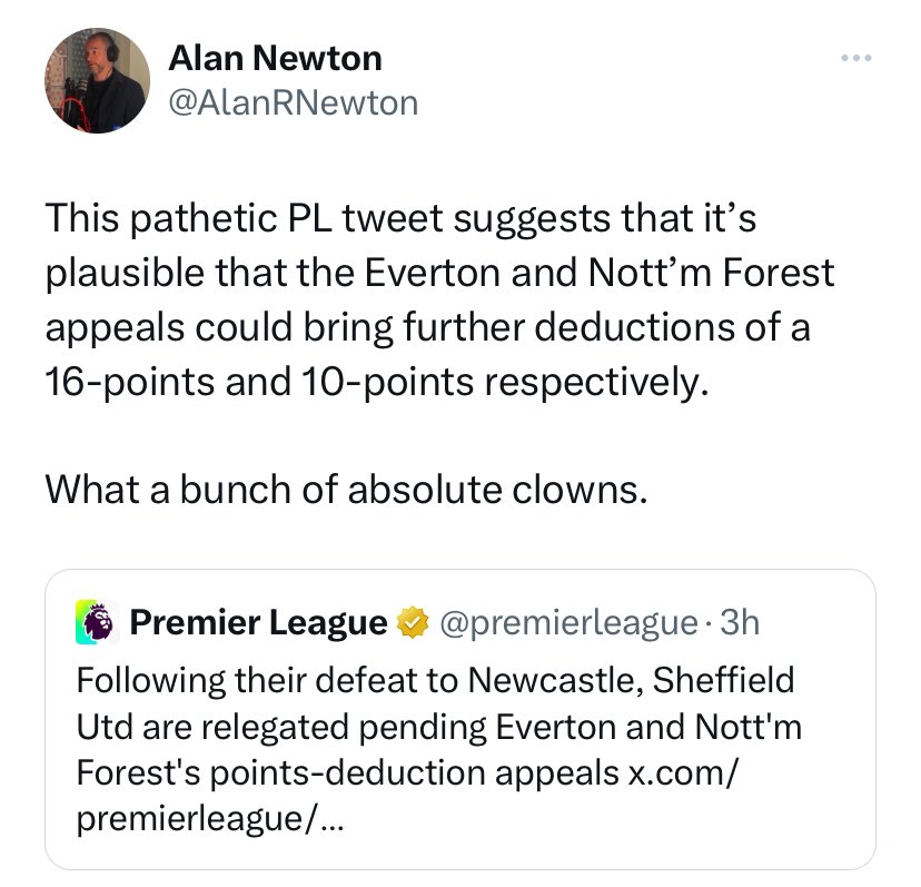 This ill advised @premierleague tweet already had 1 million views before they deleted it.

Damage already done I’d say.  

Trying to out-do the Nott’m Forest official account for dumbest tweet of the week?