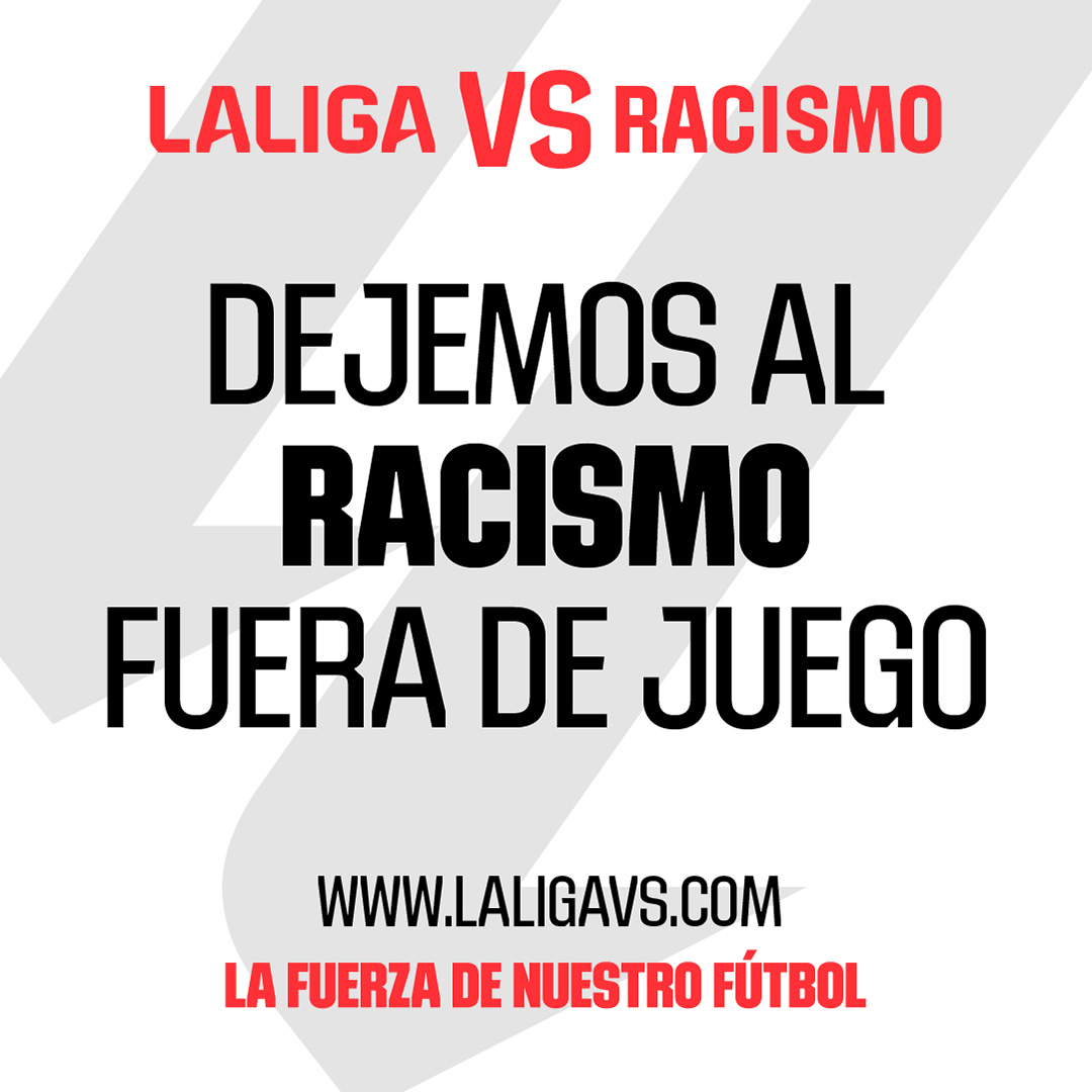 ✋🛑 En el deporte no hay lugar para actos racistas o de odio. LALIGA condena firmemente cualquier gesto de racismo y seguirá trabajando hasta erradicar estos comportamientos intolerables de nuestro deporte. #LALIGAVSRacismo