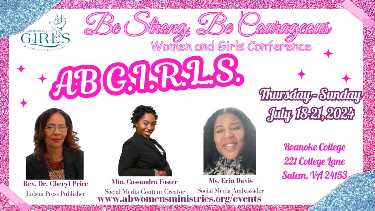 abgirls's tweet image. Register today on our website, abwomensministries.org/events Scholarships applications are due by May 1, 2024.
#ABWM #ABYAW #ABGIRLS #be #strong #courageous #women #girls #conference #workshop #fuerte #valiente #scholarship #beca #virginia #va #july #Summer #taller #hiking