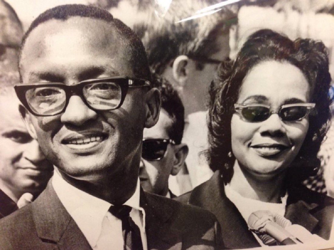 Born on this date in 1927-Martin Luther King’s wife & civil rights activist in her own right Coretta Scott King. (Seen here with original Home Rule DC Council Chair Sterling Tucker in 1968 when he served as director of the 'Poor Peoples' Solidarity March') #CelebratingCoretta