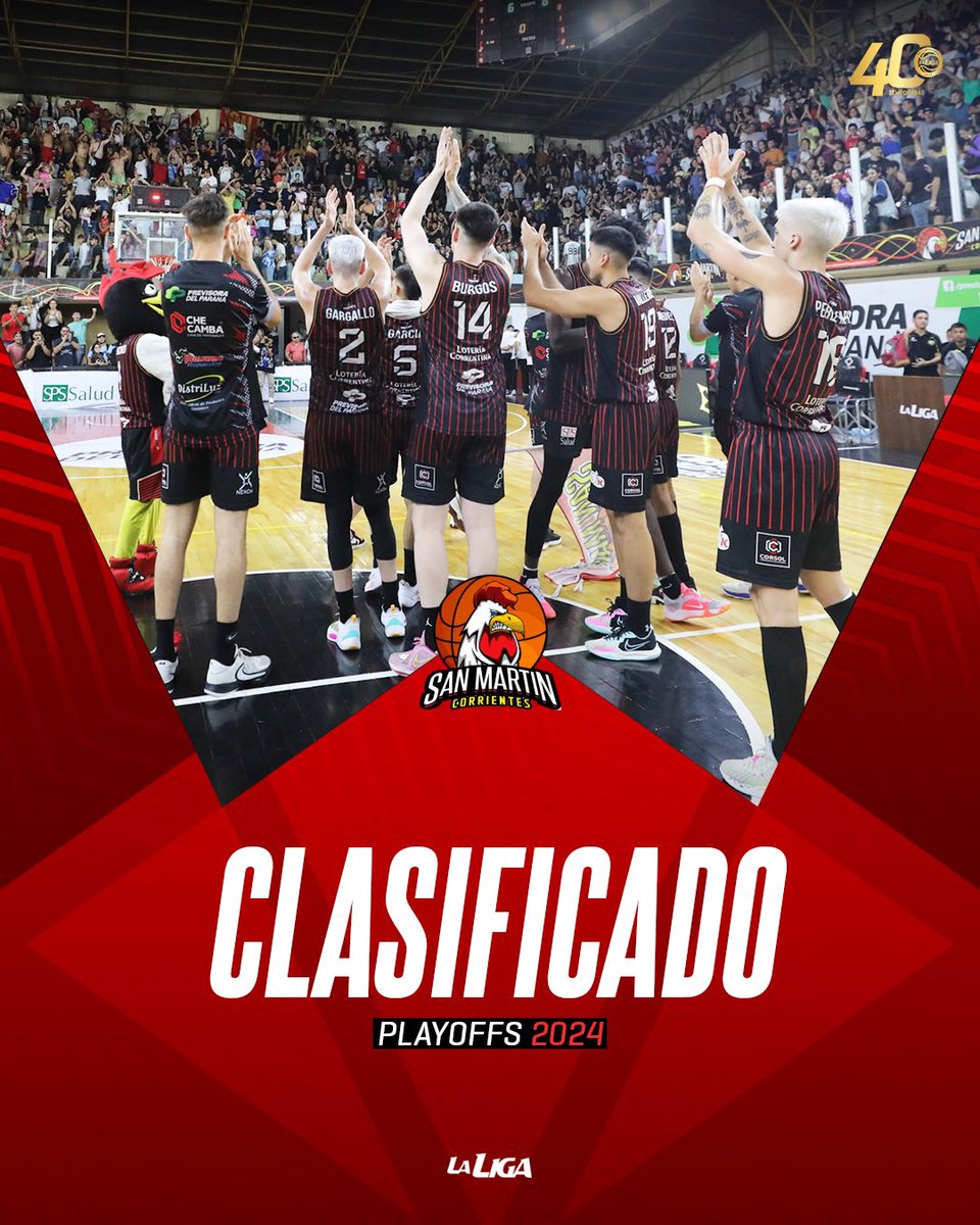 🔒 <a href="/CSM_Corrientes/">San Martín Ctes</a>, a los #PlayoffsLaLiga40 

✅ Con su victoria en casa y la derrota de Riachuelo, el Rojinegro se aseguró un lugar entre los mejores 12 de la fase regular 📈