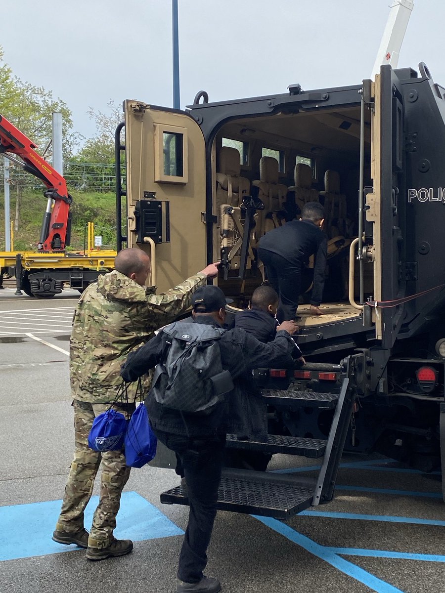 PGHTransitPD's tweet photo. What an awesome day at the 2024 ⁦@PGHtransit⁩ #BringYourKidtoWork day.  We showed off the MRAP, gave out bike helmets, discussed impaired driving and gave a few K9 Demos and much more!! Thanks to the Allegheny County Safety Partners for coming out.
⁦@HealthAllegheny⁩ https://t.co/WKfabSvx26