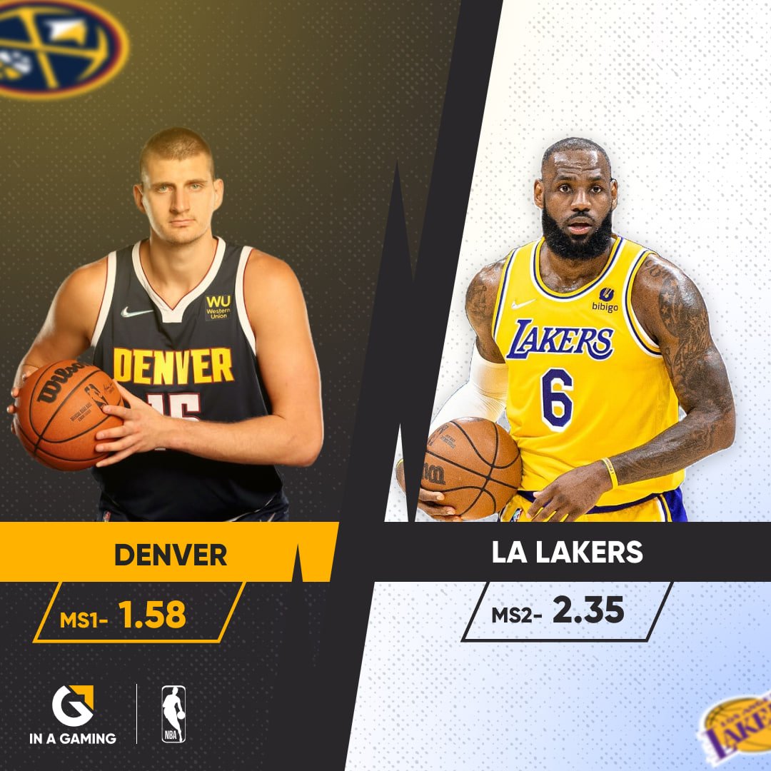 🏀 NBA'de gecenin maçı. 🆚 Denver x Los Angeles Lakers 🔥 Basketbol'un Zirvesi NBA, özel oranlarıyla In a Gaming'de! 📲 inagaming.live/twitter