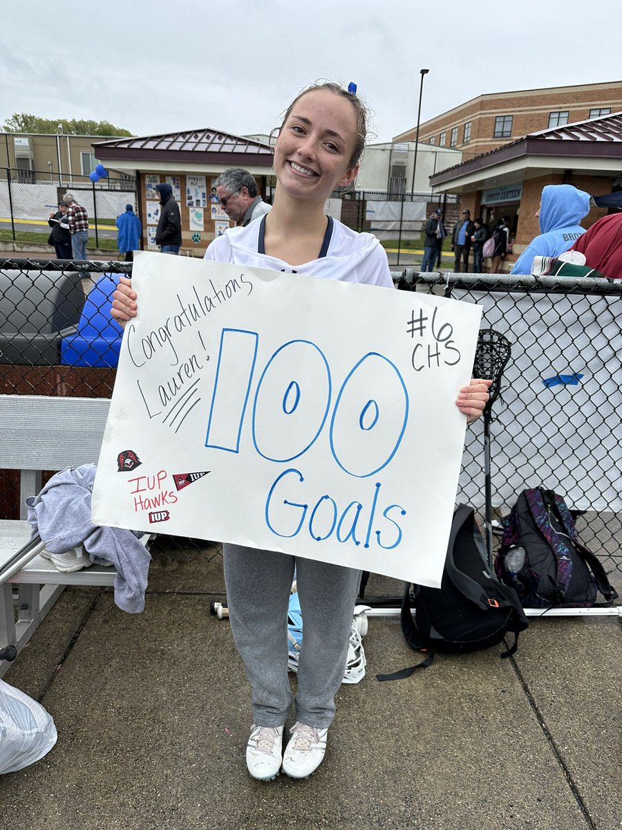 Proud of this kid for hitting 100+ goals in her high school career! Congrats Lauren and we’re hoping this continues with your lax teammates at IUP! @IUPCrimsonHawk @CoachD10ca @Cburg_Coyotes @CHSCoyotes @IUPlacrosse