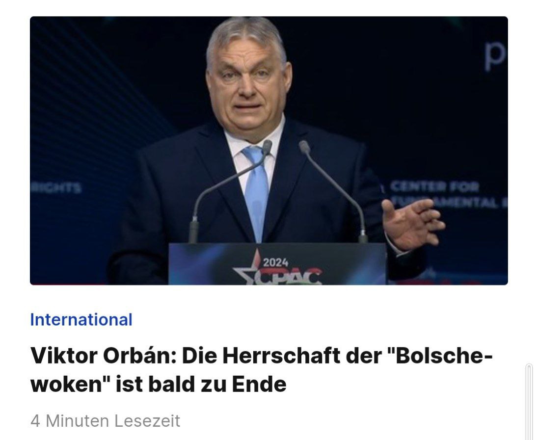 🎯 “Bolschewoken” der ist gut 😄👏🏼

In einer Redewendung zog Orbán Parallelen zu den sowjetischen Bolschewiken und nannte ihre heutigen ideologischen Erben 'Bolsche-woken'.

Orban kritisierte die sogenannten progressiven Liberalen für ihre Migrationspolitik und Durchsetzung der…