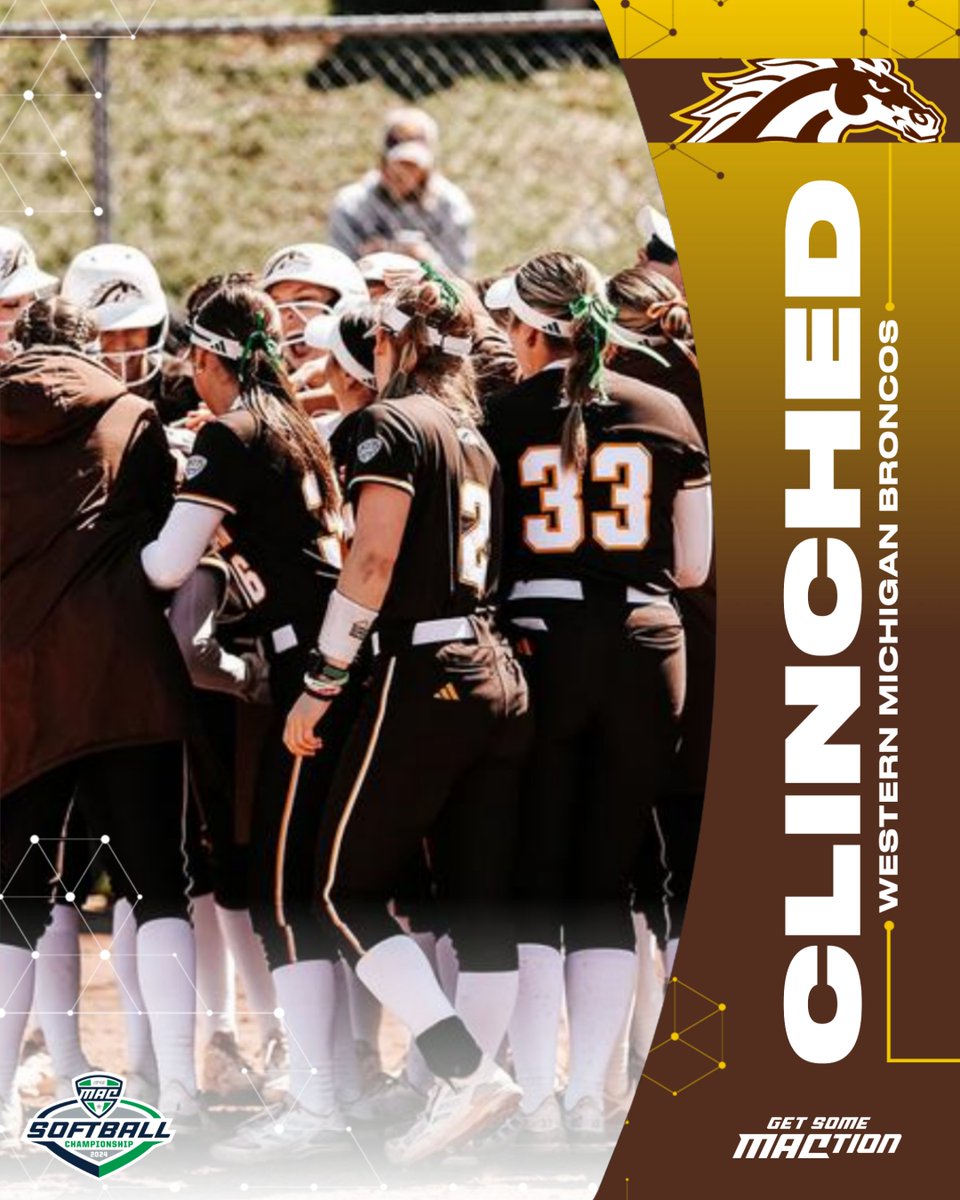 The Broncos are IN! ✅ With their victory this afternoon, @WMUSoftball has officially clinched its place in the upcoming MAC Softball Championship at Firestone Stadium in Akron, OH! 🐎 🎟: tinyurl.com/ftfspwbe | #MACtion