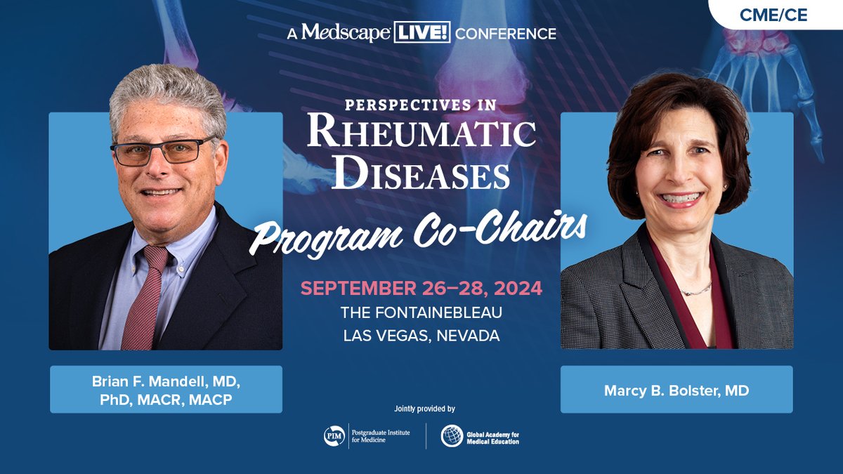 🎉 Join our experts September 26-28, 2024! Dive into the newest breakthroughs in #rheumatoid #arthritis, #lupus, & beyond. Don’t miss this chance to be at the forefront of rheumatic diseases. Register ASAP: ms.spr.ly/6016Y8wiO #PRDLive24 ✨